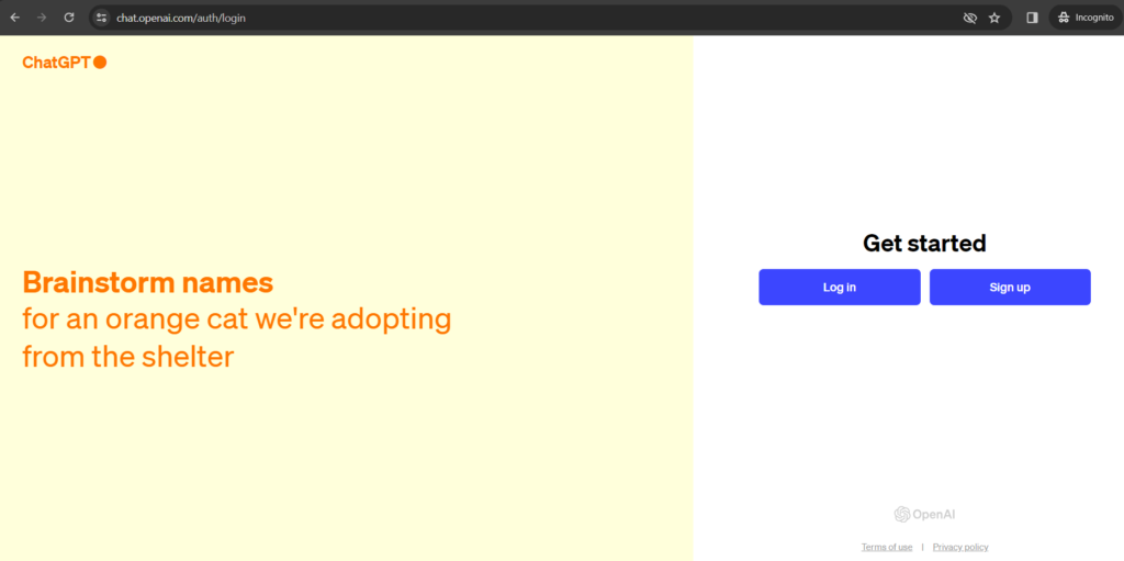 first get an OpenAI account to start using ChatGPT 